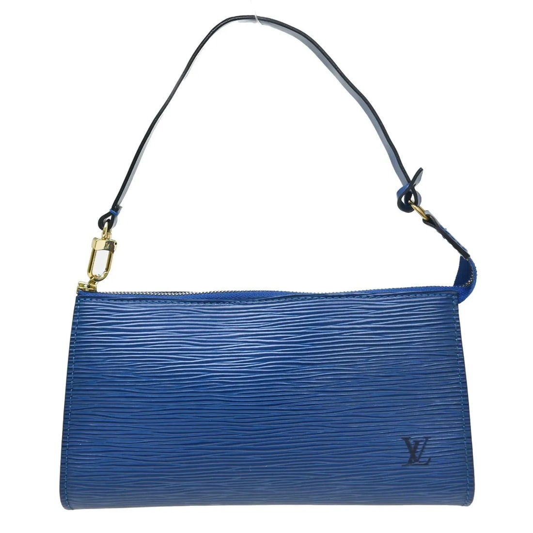 Louis Vuitton Pochette Accessoires Blue Epi Leather Bag: Louis Vuitton Pochette Accessoires Blue Epi Leather Bag Louis Vuitton Pochette Accessoires in blue leather. This women's handbag is made in France and remains in good overall condition, showing scuffs