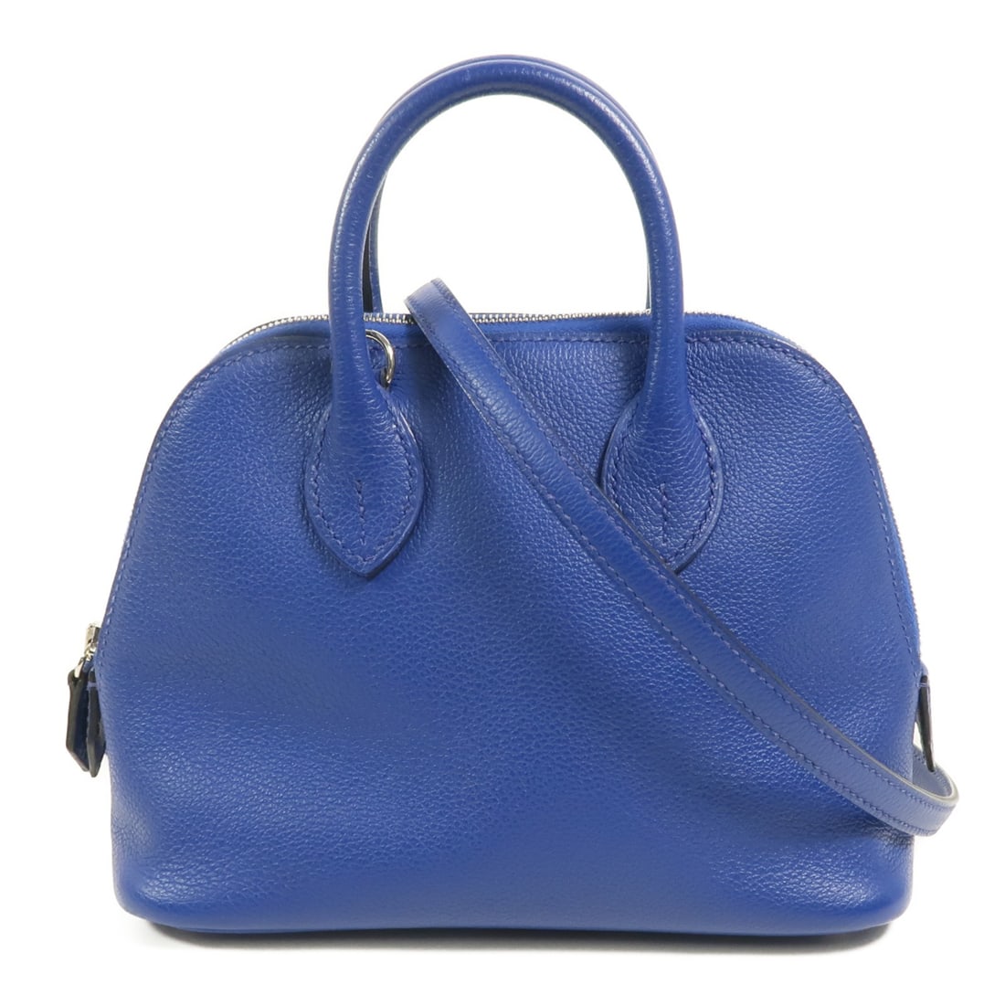 Hermes Mini Bolide 1923 Evercolor 2 Way Bag Bleu Electrique PHW: Hermes Mini Bolide 1923 Evercolor 2 Way Bag Bleu Electrique PHW Hermes PHW Mini Bolide 1923 2 Way Shoulder Bag in Bleu Electrique, made from Evercolor leather and calfskin (cowhide). This women's regu