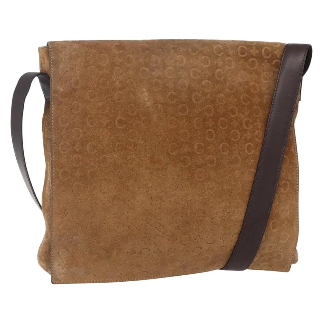 Celine C Macadam Beige Suede Shoulder Bag 32cm by 29cm by 7cm: Celine C Macadam Beige Suede Shoulder Bag 32cm by 29cm by 7cm This pre-owned Celine C Macadam shoulder bag for women features beige suede material and a classic design. It shows signs of use including