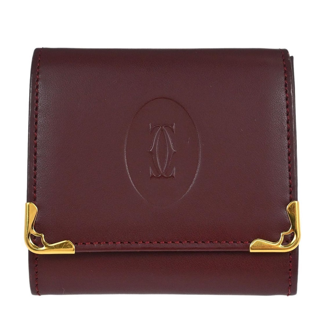 Cartier Must de Cartier Bordeaux Leather Coin Wallet France (1 of 7)