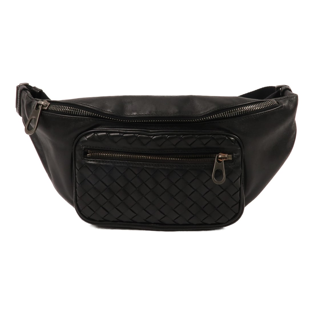 Bottega Veneta 222310 Calfskin Belt Bag Black: Bottega Veneta 222310 Calfskin Belt Bag Black Bottega Veneta waist bag/body bag in black calfskin leather, model 222310. It features one outside/inside zip pocket and comes with storage bags. The bag 