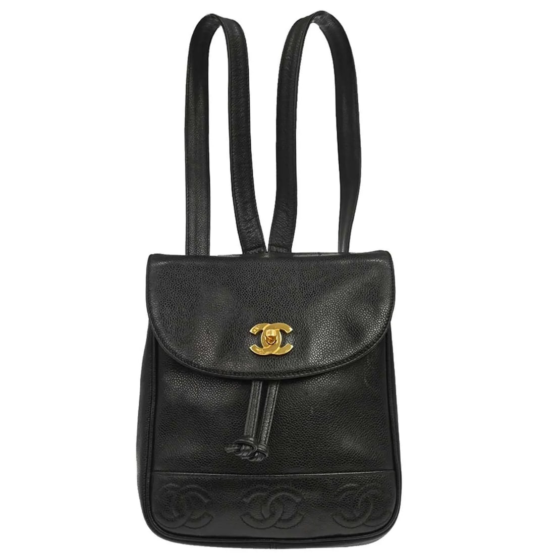 Chanel Vintage black caviar leather handbag: Chanel Vintage black caviar leather handbag Vintage Chanel bag in black leather with a caviar finish, made in Italy. It measures 21 cm x 24 cm x 10 cm and is described as being in very good condition 