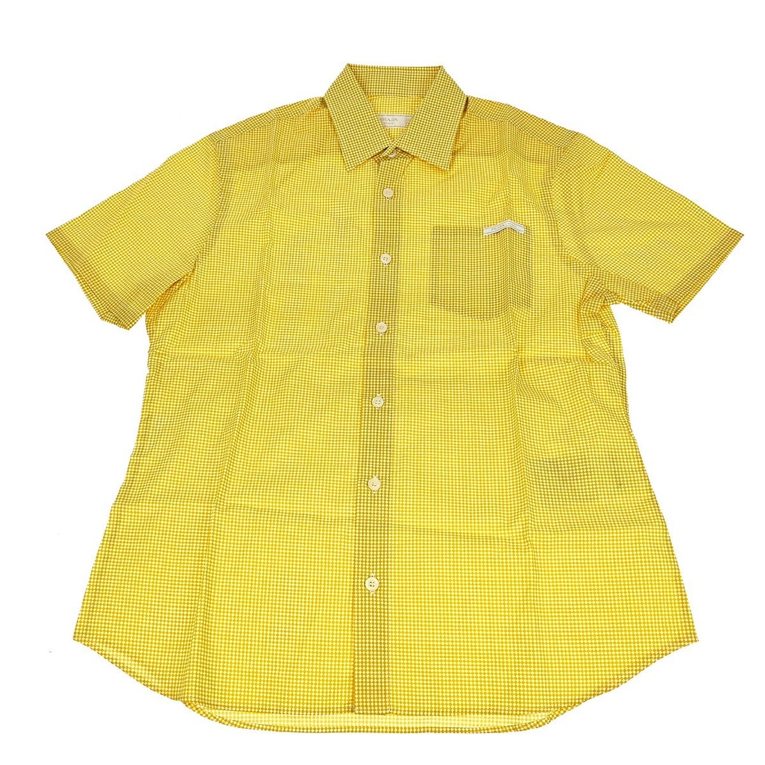 Prada Yellow Cotton Collared Blouse Size 38 Bow Button (1 of 8)