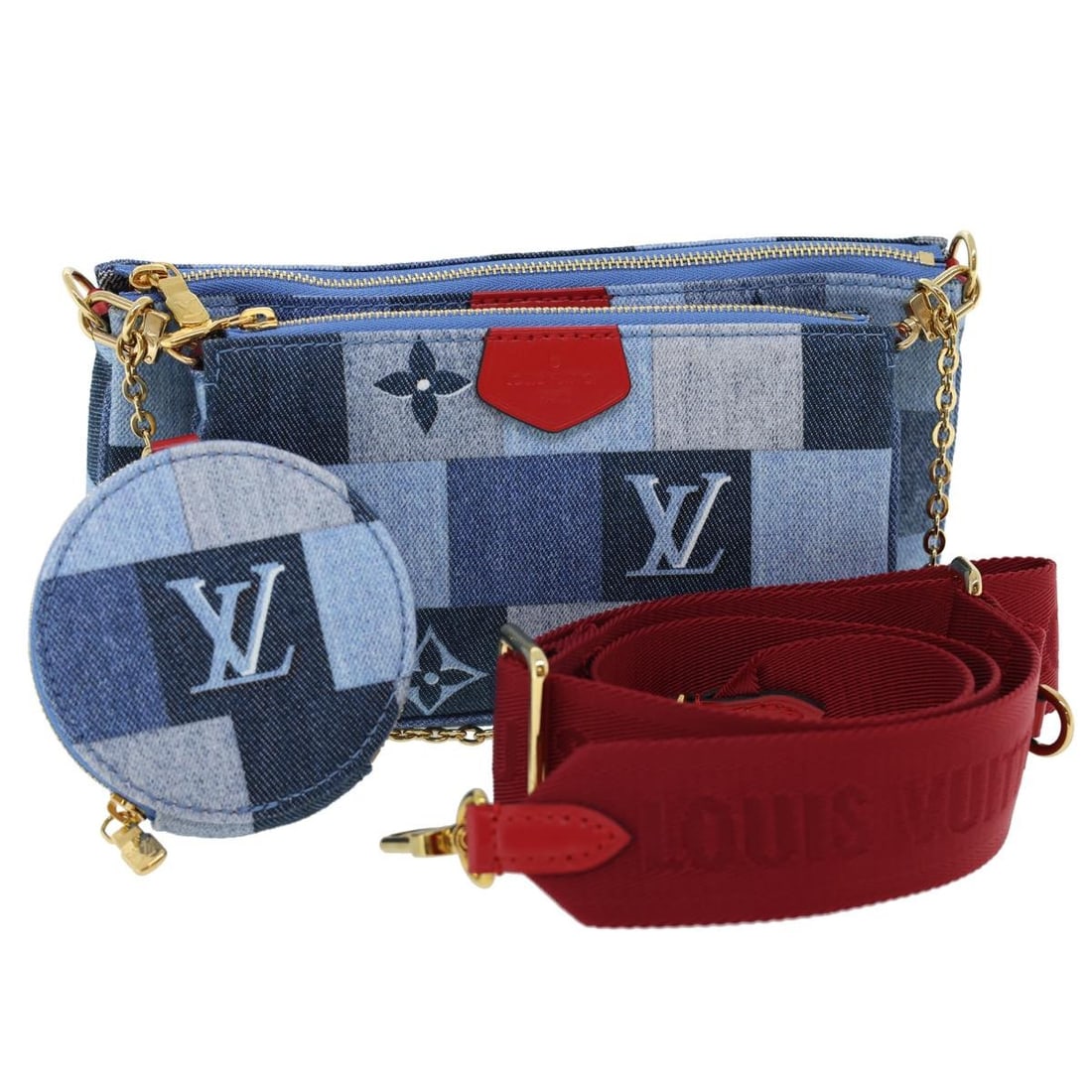 Louis Vuitton M44990 Multi Pochette Accessoires Monogram Shoulder Bag: Louis Vuitton M44990 Multi Pochette Accessoires Monogram Shoulder Bag Louis Vuitton Denim Multi Pochette Accessoires shoulder bag in Monogram canvas, made in France. It comes with a dust bag, item box