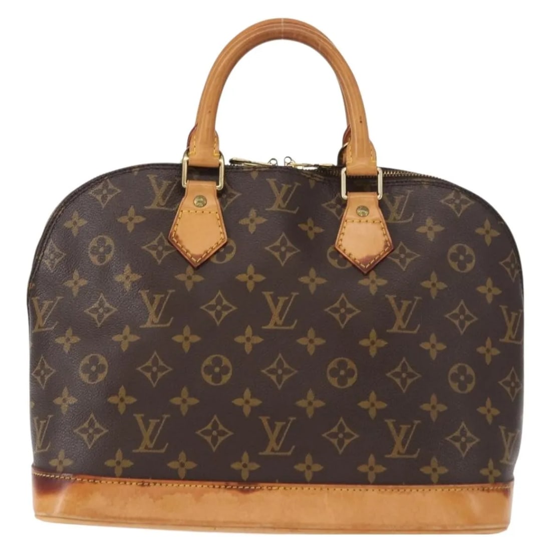 Louis Vuitton Alma handbag in brown monogram canvas: Louis Vuitton Alma handbag in brown monogram canvas This pre-owned Louis Vuitton Alma Handbag features the iconic monogram canvas in brown, designed for female use. It exhibits typical signs of wear i