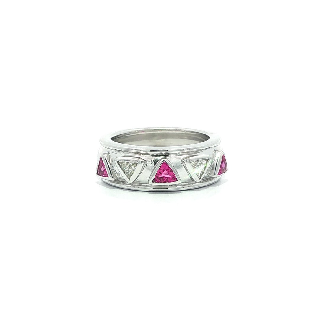 GIA Pink Sapphire Diamond Band Ring 18k White Gold Size 6 (1 of 13)