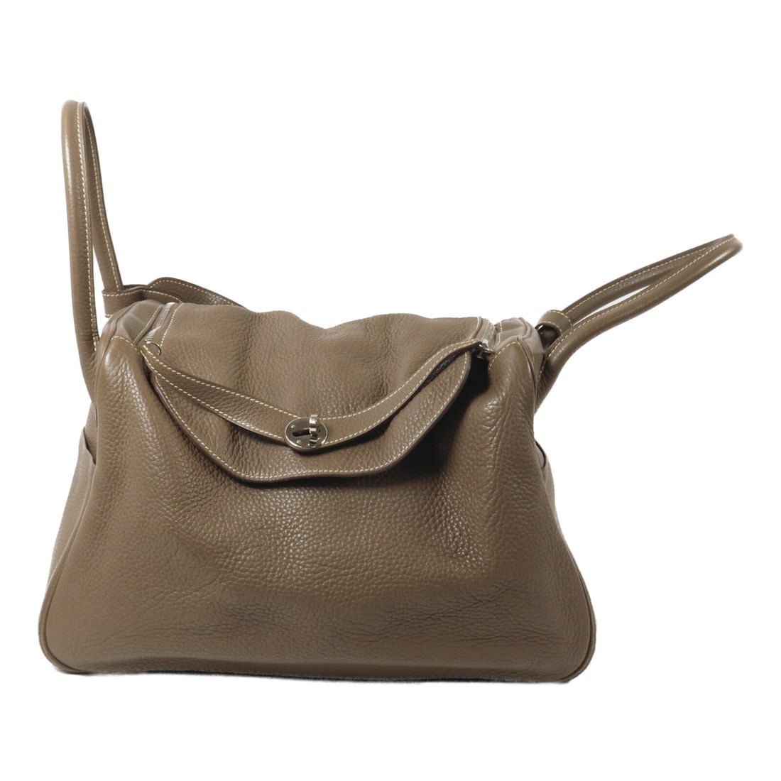 Hermes Lindy 34 Taurillon Clemence 2 Way Shoulder Bag Etoupe PHW: Hermes Lindy 34 Taurillon Clemence 2 Way Shoulder Bag Etoupe PHW This is a HERMES Lindy 34 2-way shoulder bag in Etoupe Grey x Gray x Etoupe, made from Taurillon Clemence and calfskin (cowhide). It fe