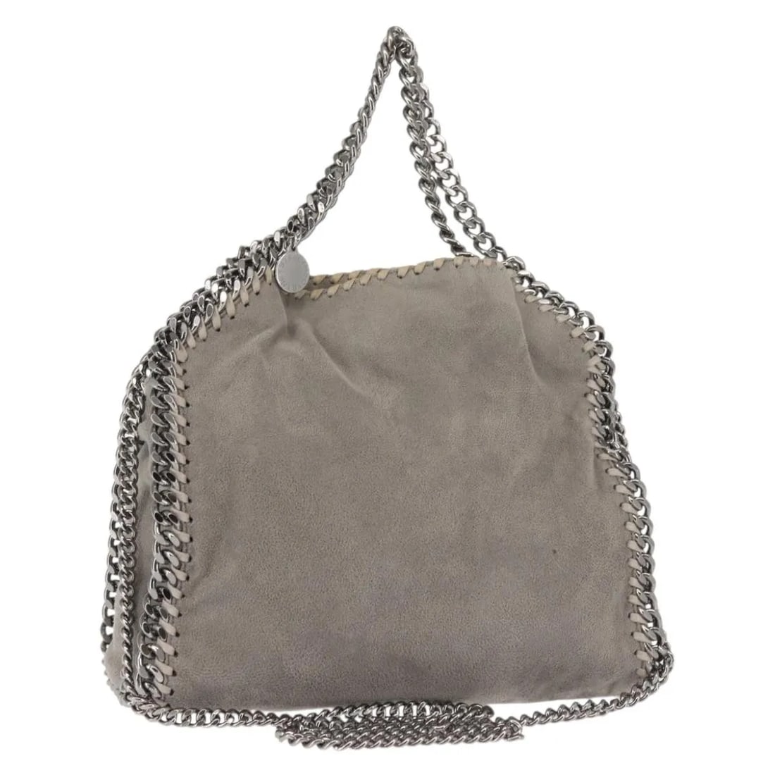 Stella McCartney Falabella Fold Over gray synthetic shoulder bag: Stella McCartney Falabella Fold Over gray synthetic shoulder bag Stella McCartney Falabella Fold Over bag in gray synthetic material. This pre-owned piece is in good vintage condition with honest wear