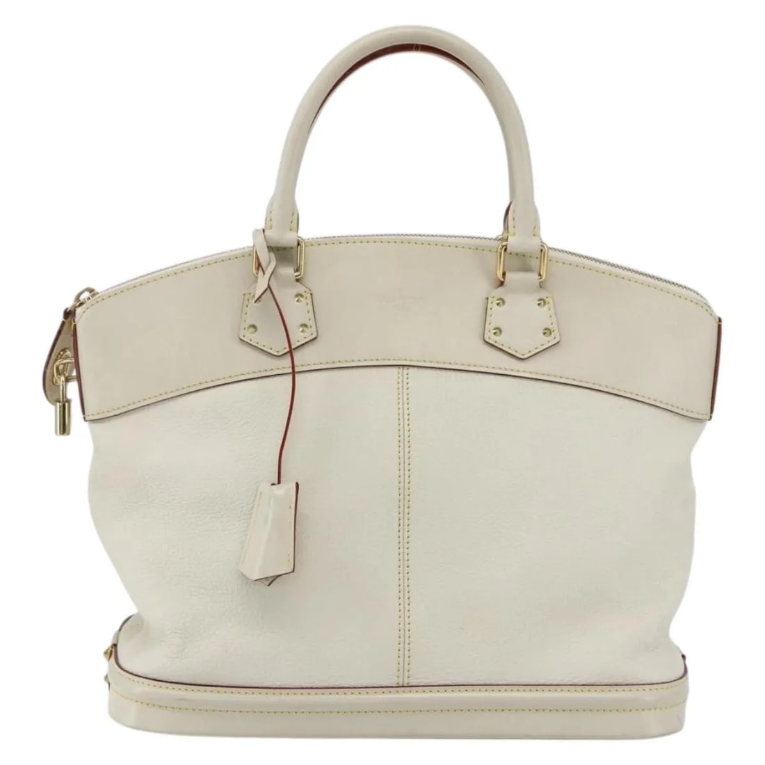 Louis Vuitton Suhali Lockit White Leather Handbag: Louis Vuitton Suhali Lockit White Leather Handbag This Louis Vuitton Suhali Lockit handbag is crafted from white leather, designed for women. It features metal fittings and a structured shape. The han