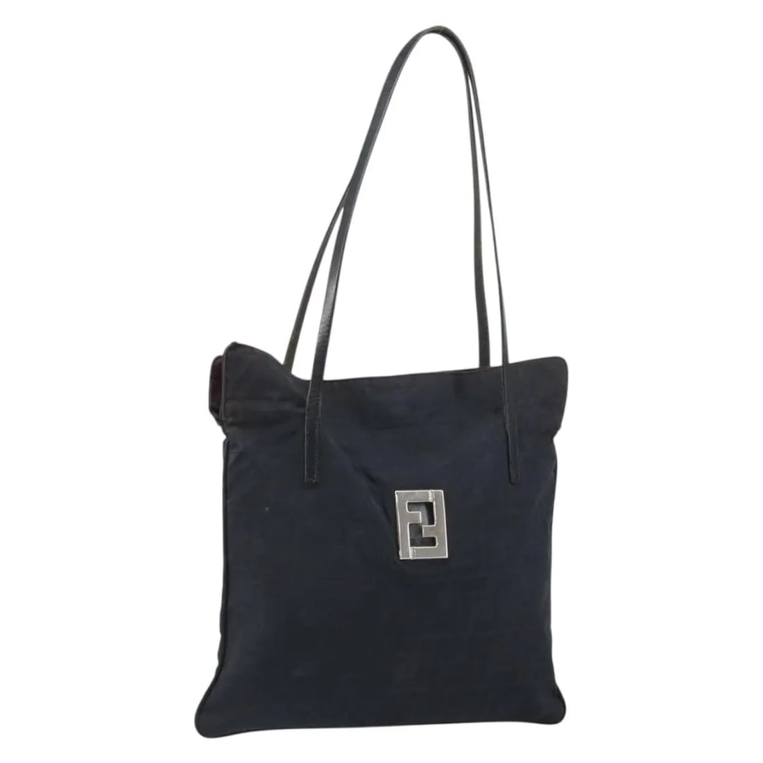 Fendi Black Canvas Zucca Tote Bag 32cm x 31cm x 1cm: Fendi Black Canvas Zucca Tote Bag 32cm x 31cm x 1cm This Fendi Zucca tote bag for women features black canvas material with a spacious design. It is a pre-owned item from Italy, showing signs of wear 