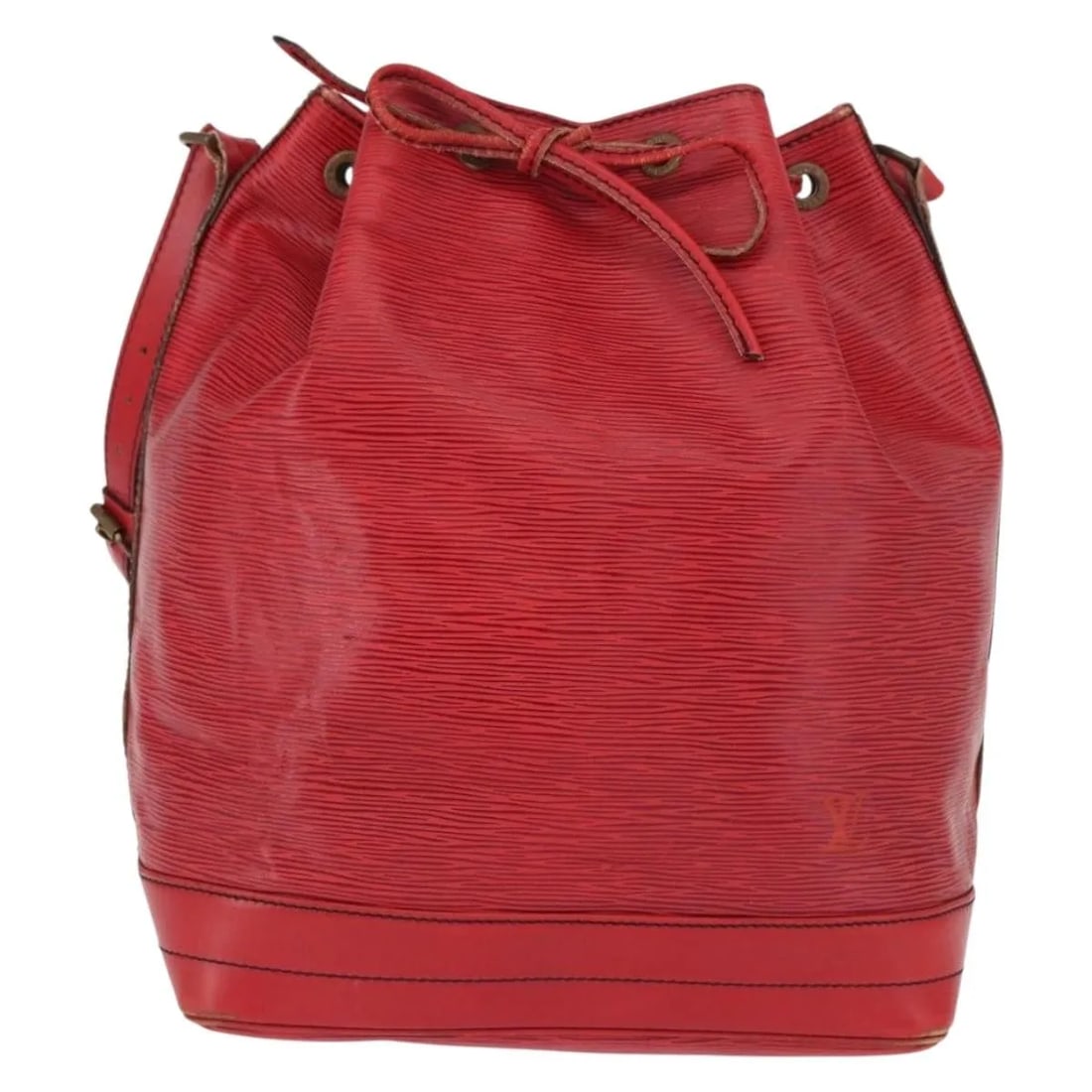 Louis Vuitton Noe Red Epi Leather Handbag: Louis Vuitton Noe Red Epi Leather Handbag The Louis Vuitton Noe Handbag in Epi leather features a striking red color and is designed for women. Crafted in France, this handbag showcases the iconic Epi