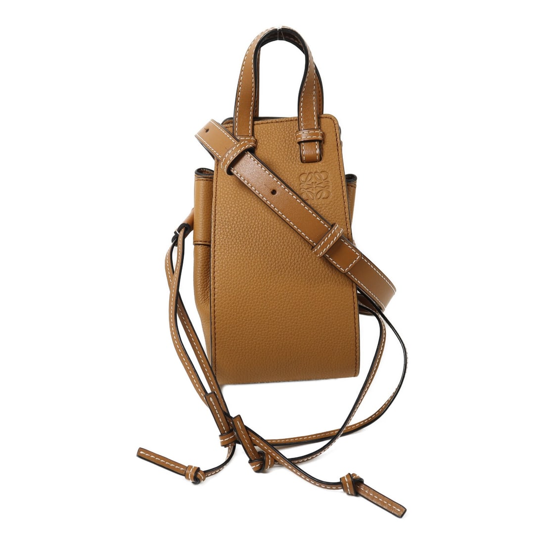 LOEWE Hammock Mini calfskin 2 way shoulder bag brown: LOEWE Hammock Mini calfskin 2 way shoulder bag brown LOEWE Hammock Mini 2 Way Shoulder Bag in brown calfskin (cowhide) leather. Designed for women, this regular-size bag comes in a 2-way shoulder bag 