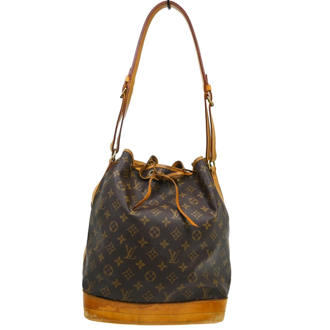 Louis Vuitton Noe Monogram Canvas Shoulder Bag M42224 Vintage: Louis Vuitton Noe Monogram Canvas Shoulder Bag M42224 Vintage Vintage Louis Vuitton Noe shoulder bag in brown Monogram canvas and leather with a drawstring closure and adjustable shoulder strap. Made 