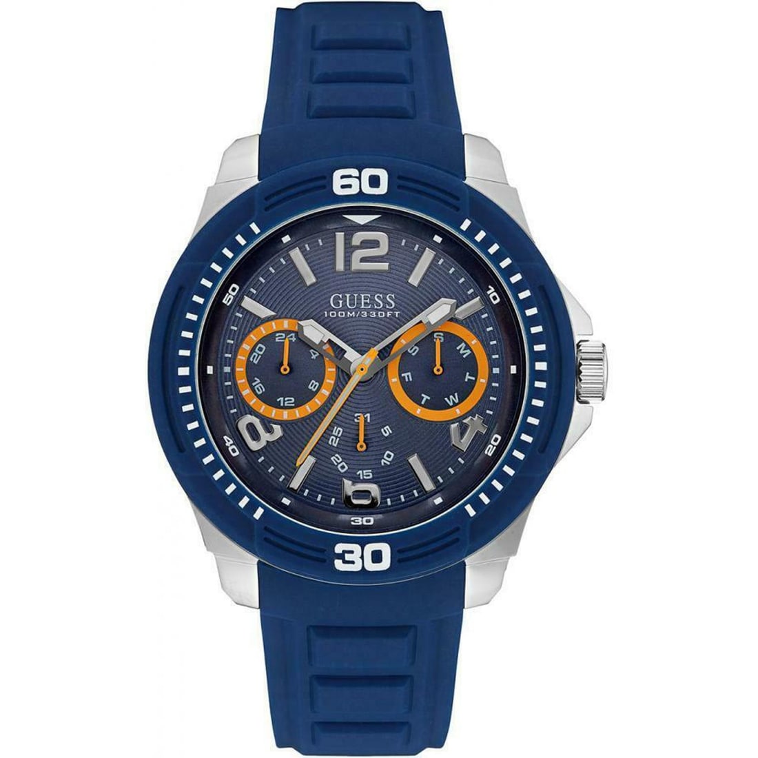 Guess Tread 46mm Men's Quartz Watch Blue Dial Day-Date W0967G2: Guess Tread 46mm Men's Quartz Watch Blue Dial Day-Date W0967G2 Discover the Guess Tread 46mm Day-Date Quartz Watch, a stylish and functional accessory for any casual outfit. This timepiece features a 