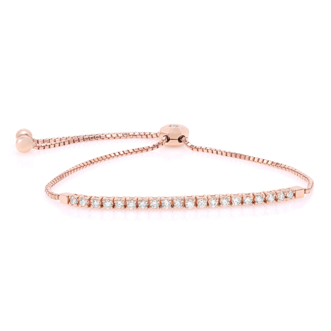Rachel Koen 14K Rose Gold Diamond Tennis Bracelet 0.50ct Adjustable: Rachel Koen 14K Rose Gold Diamond Tennis Bracelet 0.50ct Adjustable Enhance your style with this exquisite Rachel Koen Tennis Sliding Bracelet, crafted in luxurious 14K rose gold. This elegant piece f