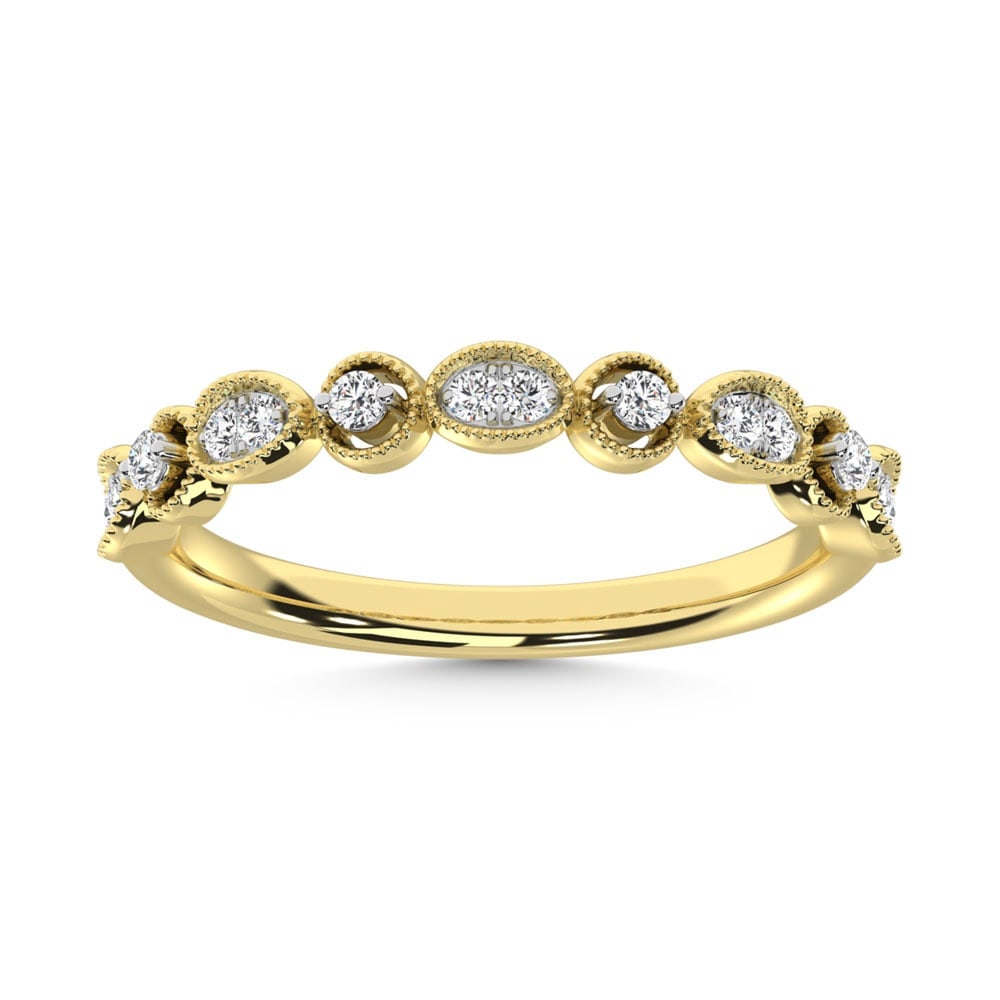 14K Yellow Gold Diamond 1/6 Ct.Tw. Stack Band: 14K Yellow Gold Diamond 1/6 Ct.Tw. Stack Band 14k Yellow Gold Stone Color: G-h Stone Clarity: I2 Each ring is presented in standard size 6.5. Complimentary resizing is available between sizes 510 (in 