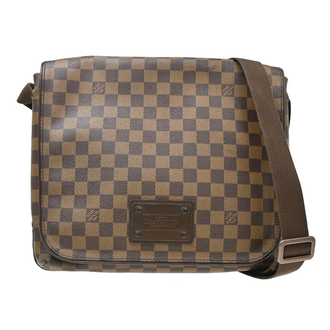 Louis Vuitton Brooklyn MM Damier Canvas Shoulder Bag N51211: Louis Vuitton Brooklyn MM Damier Canvas Shoulder Bag N51211 Louis Vuitton Damier Brooklyn MM shoulder bag in brown Damier canvas with leather handle/strap material. This vintage medium-sized bag is ma