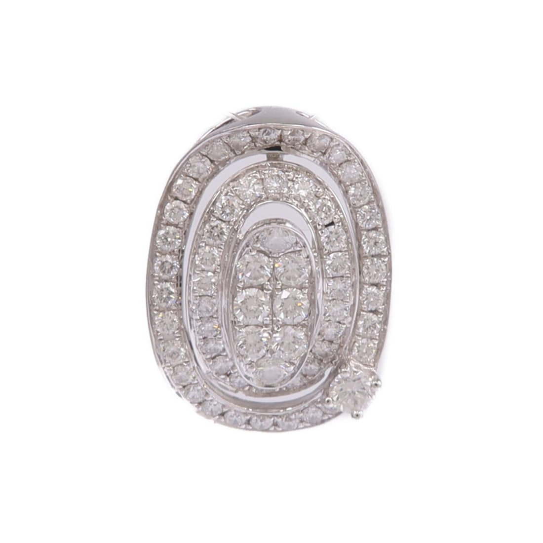 18K White Gold Diamond Pendant Top for Women: 18K White Gold Diamond Pendant Top for Women Diamond pendant top in K18 white gold with clear diamond accents. Designed for women, this piece is a regular-size pendant top with a clear color presentat