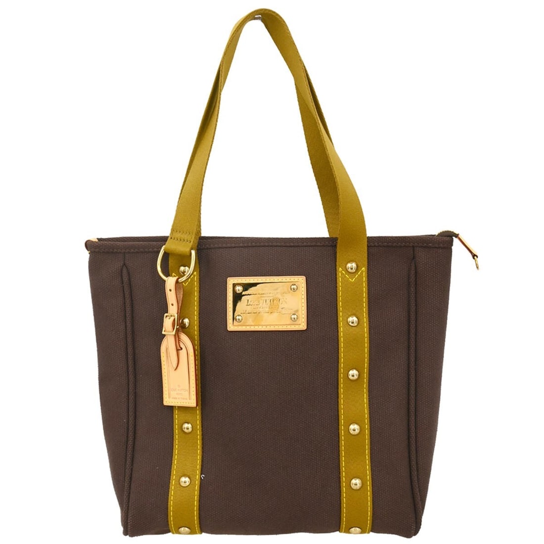 Louis Vuitton Antigua Cabas MM Brown Canvas Tote M40086: Louis Vuitton Antigua Cabas MM Brown Canvas Tote M40086 Vintage Louis Vuitton Antigua Cabas MM tote bag in brown canvas with khaki accents. This medium tote features double canvas handles, a zip closu
