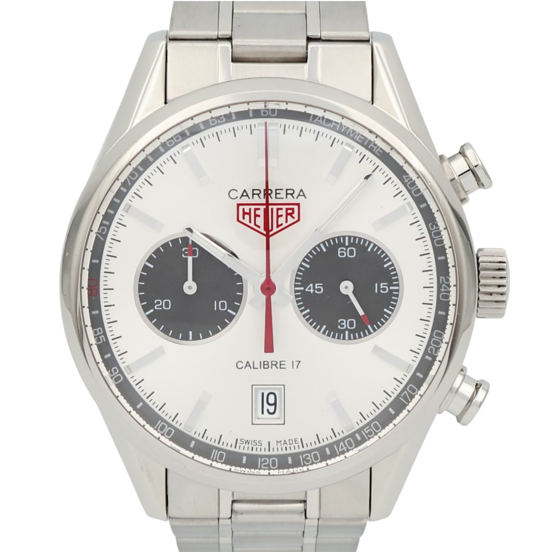 TAG HEUER CV2119.BA0722 Carrera Calibre 17 mens automatic stainless steel watch: TAG HEUER CV2119.BA0722 Carrera Calibre 17 mens automatic stainless steel watch TAG Heuer Carrera Calibre 17 CV2119.BA0722 automatic men's wristwatch in stainless steel with a silver dial and silver f