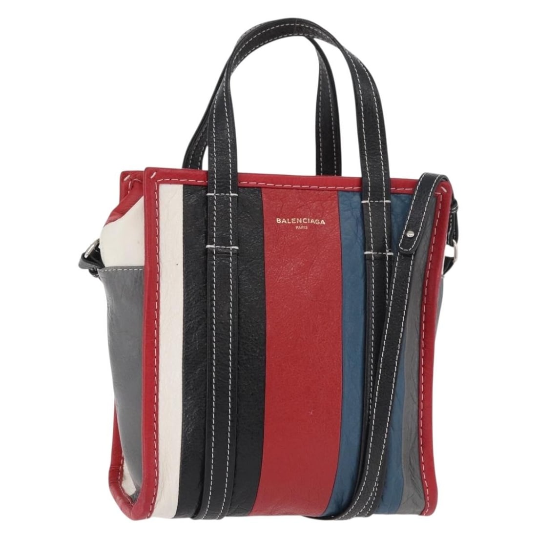 BALENCIAGA 452458 Bazaar Shopper XS Leather 2way Hand Bag Multicolor: BALENCIAGA 452458 Bazaar Shopper XS Leather 2way Hand Bag Multicolor Balenciaga Bazaar Shopper XS 2-way handbag in multicolor and silver leather. This women's bag is made in Italy and features both to