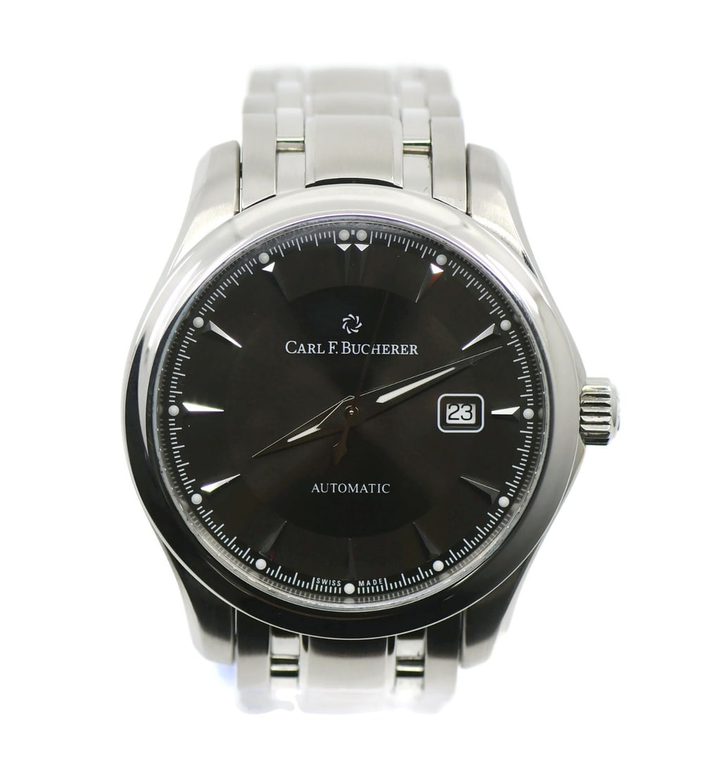 Manero Automatic Stainless Steel Wristwatch by Carl F Bucherer Ref 10915.08: Manero Automatic Stainless Steel Wristwatch by Carl F Bucherer Ref 10915.08 This Carl F. Bucherer Manero wristwatch features a stainless steel case and band with an automatic mechanical movement. The 