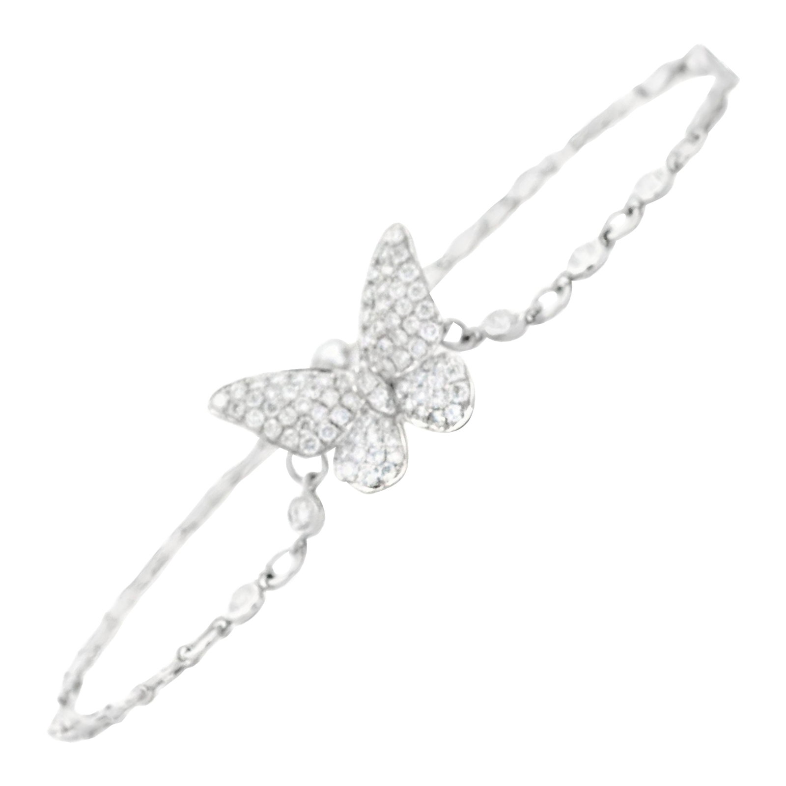 1.42ct Diamond Butterfly Bracelet 18k White Gold: 1.42ct Diamond Butterfly Bracelet 18k White Gold This exquisite 1.42ct Diamond Butterfly Bracelet is crafted from luxurious 18k white gold, showcasing 139 round diamonds totaling 1.42 carats. The