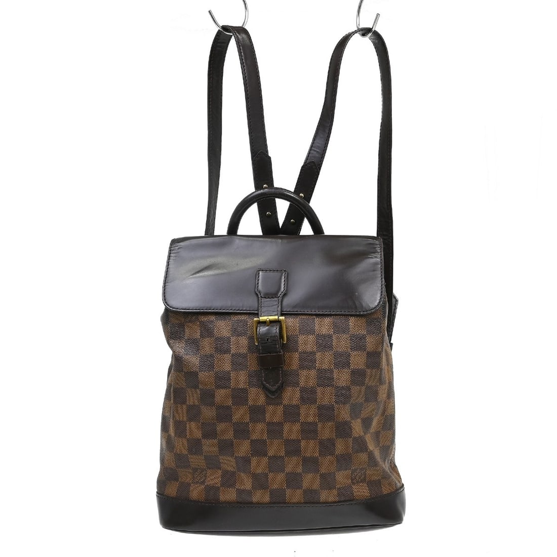 Louis Vuitton Soho Damier Canvas Backpack N51132 Brown: Louis Vuitton Soho Damier Canvas Backpack N51132 Brown Vintage Louis Vuitton Soho backpack in Damier canvas with leather trim and a brown Ebene colorway. This medium unisex backpack features a buckle 
