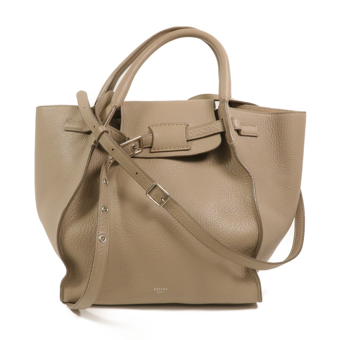 CELINE Small Big Bag 2way Brown Calfskin Shoulder Backpack: CELINE Small Big Bag 2way Brown Calfskin Shoulder Backpack CELINE Small Big Bag in brown calfskin (cowhide) leather, designed for hand carry, shoulder wear, and back carry in a 2-way style. It feature