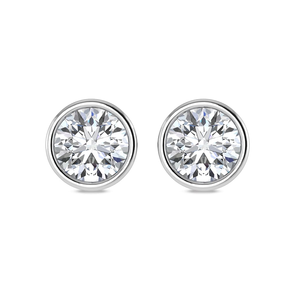 14K White Gold Lab Grown Bezel Set Lab Grown Diamond 1 1/2 ct.tw. Stud Earrings: 14K White Gold Lab Grown Bezel Set Lab Grown Diamond 1 1/2 ct.tw. Stud Earrings These bezel-set stud earrings feature 1 1/2 CT TW of lab-grown diamonds in 14K white gold. A contemporary, luxurious des