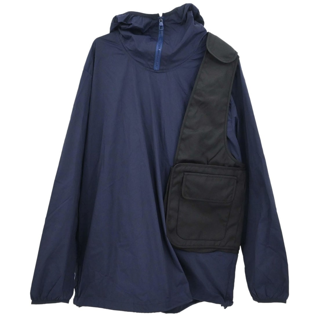 Louis Vuitton RM192M NPY HHB08W Navy Hooded Jacket IT 50: Louis Vuitton RM192M NPY HHB08W Navy Hooded Jacket IT 50 Louis Vuitton hooded pullover jacket in navy with a button closure and long sleeves. Made in Italy, this vintage women's jacket features a prac