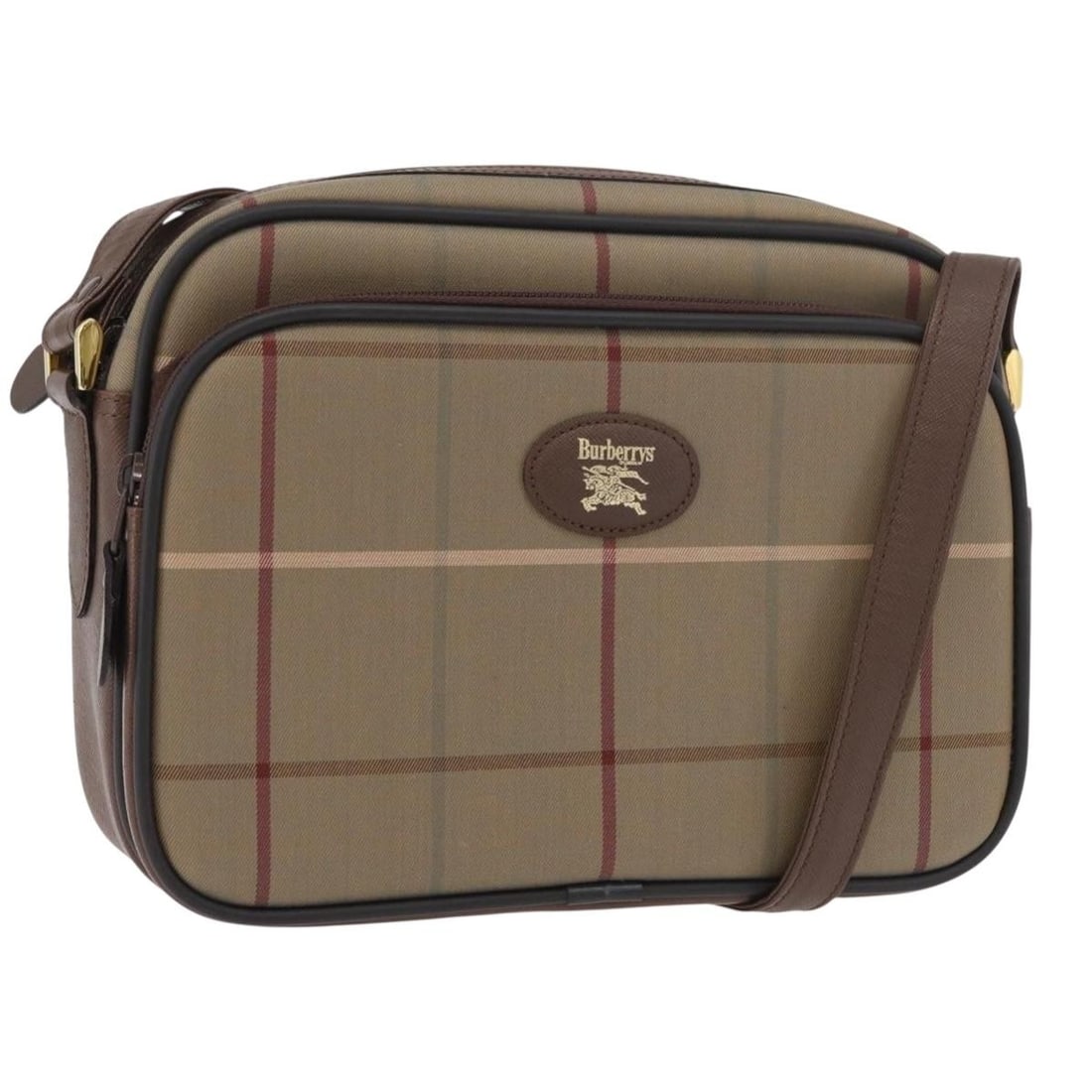 Burberrys Beige Gold Canvas Nova Check Shoulder Bag: Burberrys Beige Gold Canvas Nova Check Shoulder Bag This Burberrys shoulder bag features the iconic Nova Check pattern in beige and gold canvas. Designed for women, the bag offers a practical shoulder