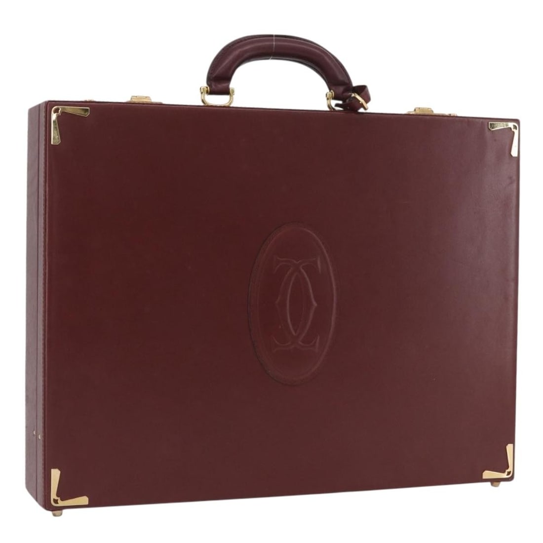 Cartier Must Line Bordeaux Leather Trunk Case Gold Tone Accents (1 of 18)
