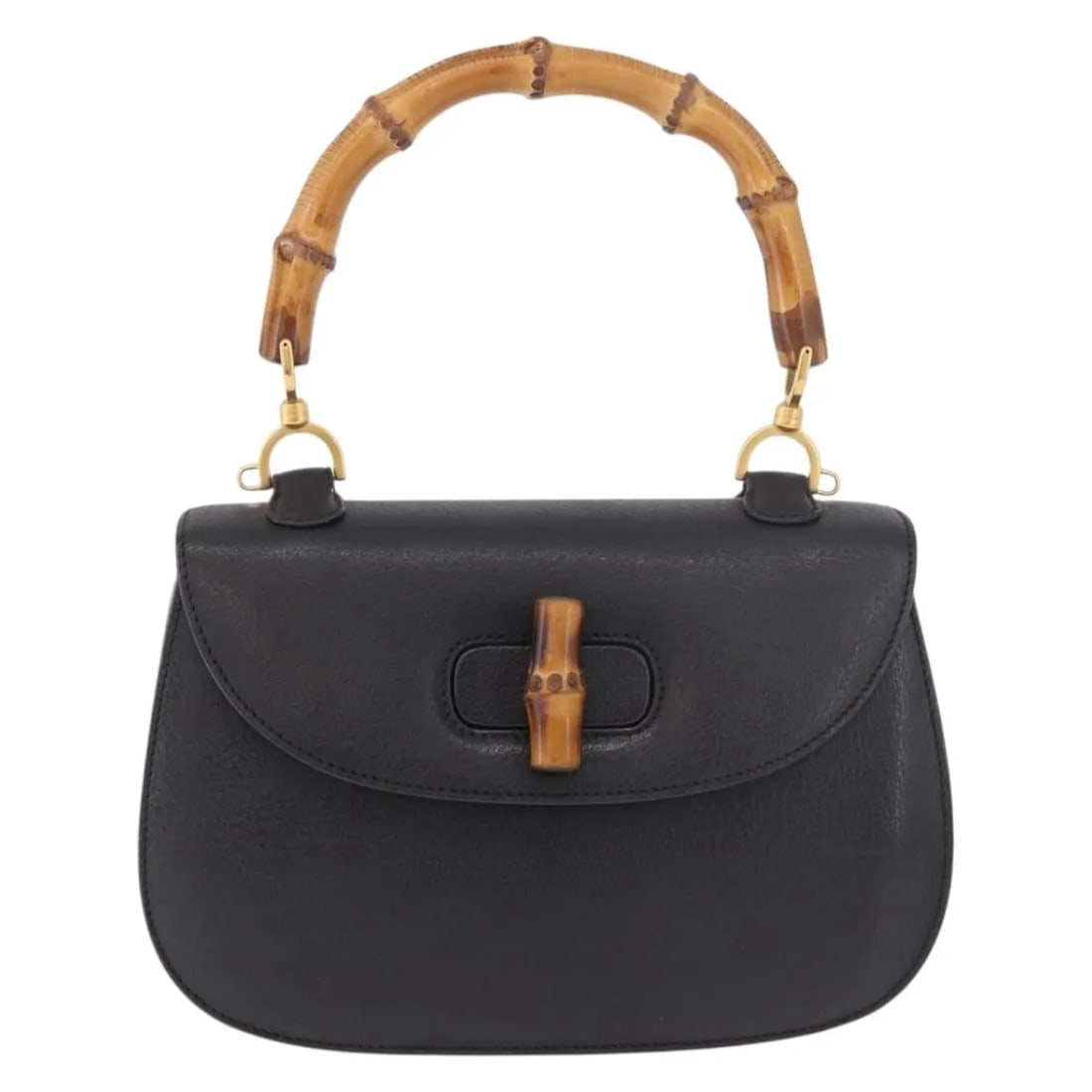 Gucci Bamboo 1947 Black Leather Top Handle Bag: Gucci Bamboo 1947 Black Leather Top Handle Bag This Gucci Bamboo 1947 Top Handle Bag is crafted from black leather and features the signature bamboo top handle. The bag is designed for women and was m