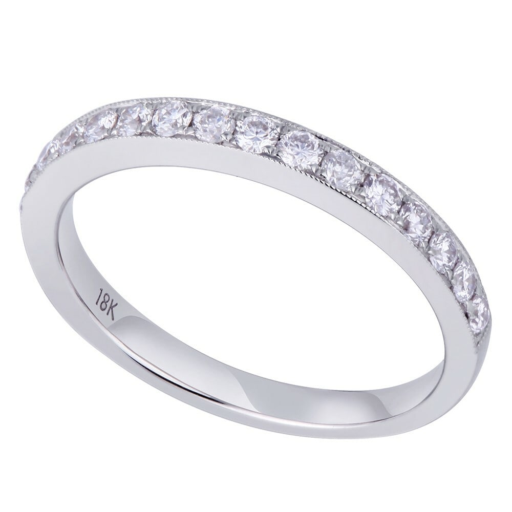 Rachel Koen 18K White Gold Diamond Pave Ring 0.44ct Ladies: Rachel Koen 18K White Gold Diamond Pave Ring 0.44ct Ladies This elegant ladies ring by Rachel Koen features a stunning 18K white gold band adorned with 0.44 carats of genuine round diamonds set in a p