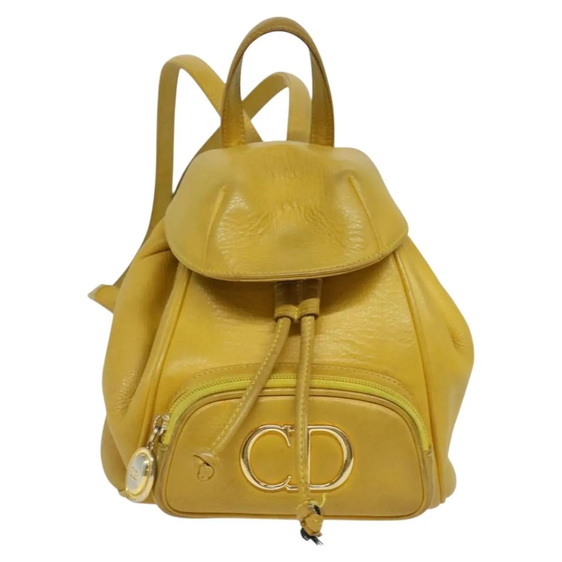 Christian Dior Vintage Flap Yellow Leather Handbag: Christian Dior Vintage Flap Yellow Leather Handbag Vintage Christian Dior Flap handbag in yellow leather, made in Spain. The bag is described as a female model and is noted to be in fair overall condi