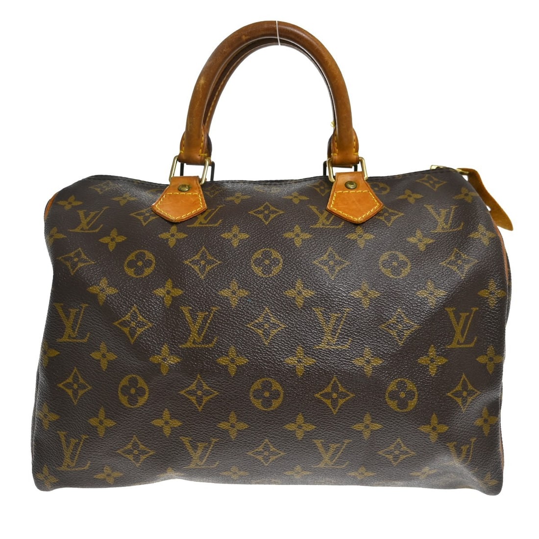 Louis Vuitton Speedy 30 Monogram Canvas Satchel M41526: Louis Vuitton Speedy 30 Monogram Canvas Satchel M41526 Vintage Louis Vuitton Speedy 30 handbag in brown Monogram canvas with leather double handles and a zip closure. This satchel-style top handle bag
