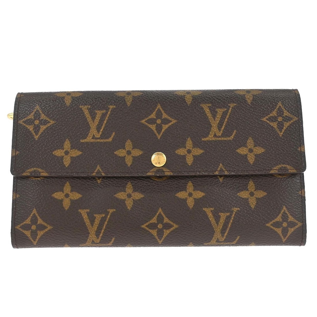 Louis Vuitton M61725 Porte Monnaie Credit Monogram Canvas Wallet: Louis Vuitton M61725 Porte Monnaie Credit Monogram Canvas Wallet Louis Vuitton Porte Monnaie Credit wallet in brown Monogram canvas with a folding design and button logo accent. Made in France, this w