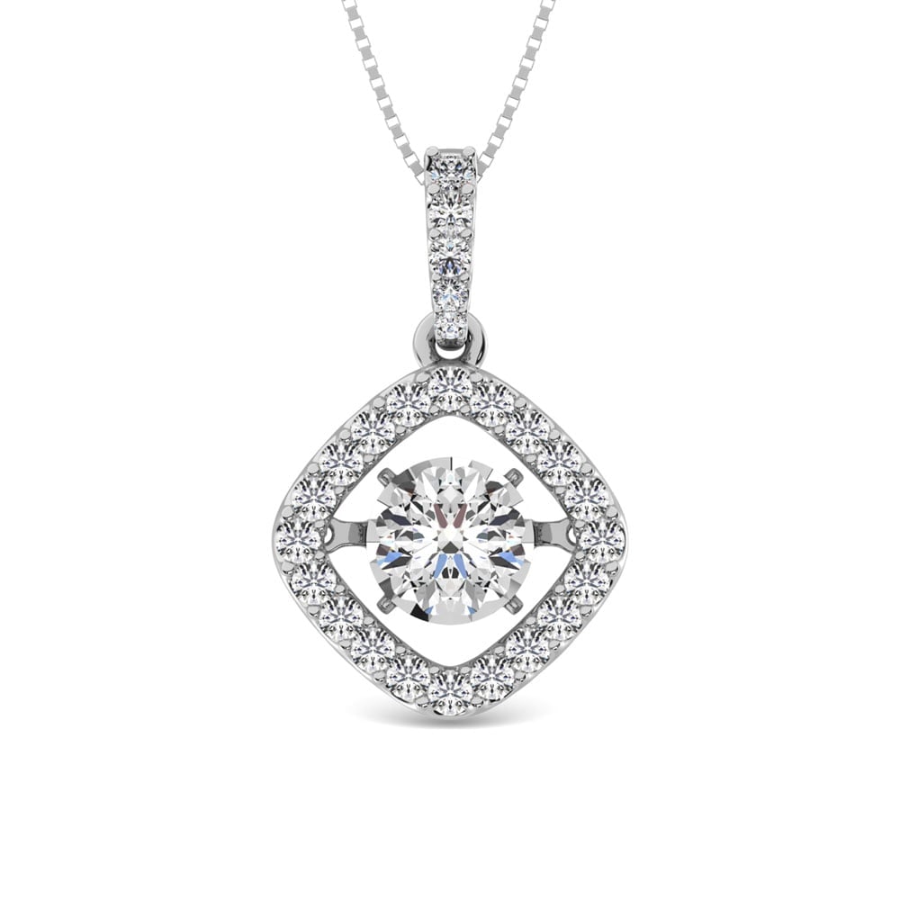 Diamond 2 Ct.Tw. Square Shape Shimmering Pendant in 14K White Gold: Diamond 2 Ct.Tw. Square Shape Shimmering Pendant in 14K White Gold 14k White Gold Stone Color: G-h Stone Clarity: I1 Unless otherwise specified, pendants that include a chain are paired with our stand