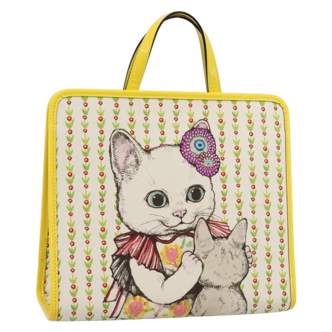 Gucci Yuko Higuchi Children's Canvas Hand Bag Yellow 605614: Gucci Yuko Higuchi Children's Canvas Hand Bag Yellow 605614 Children's Gucci handbag in yellow canvas, made in Italy. It comes with a dust bag and is described as being in excellent condition, with on