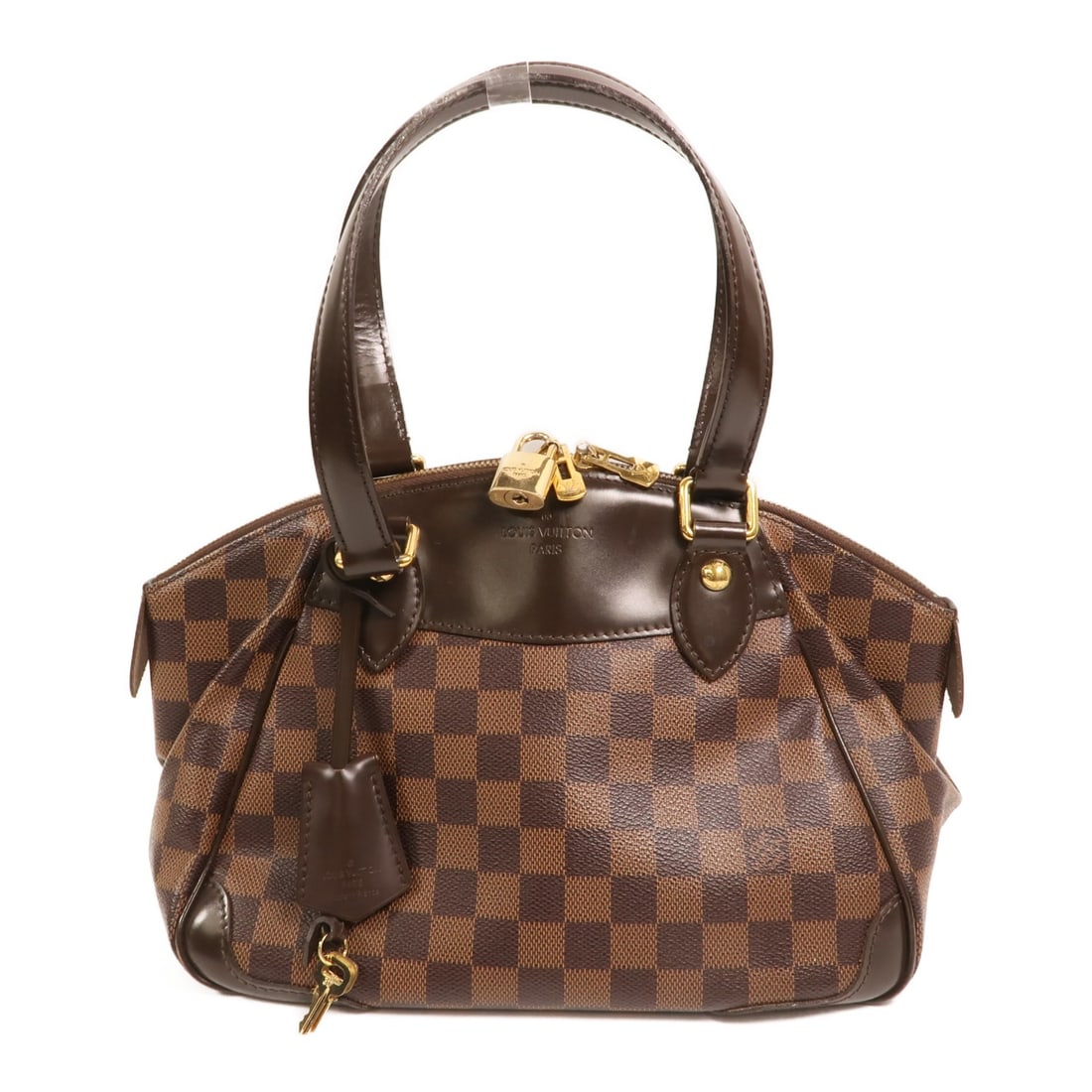 Louis Vuitton Verona PM N41117 Damier Brown Shoulder Bag: Louis Vuitton Verona PM N41117 Damier Brown Shoulder Bag Louis Vuitton Verona PM shoulder bag in Damier Ebene brown PVC coated canvas. This women's regular-size bag features a brown frame color, a han