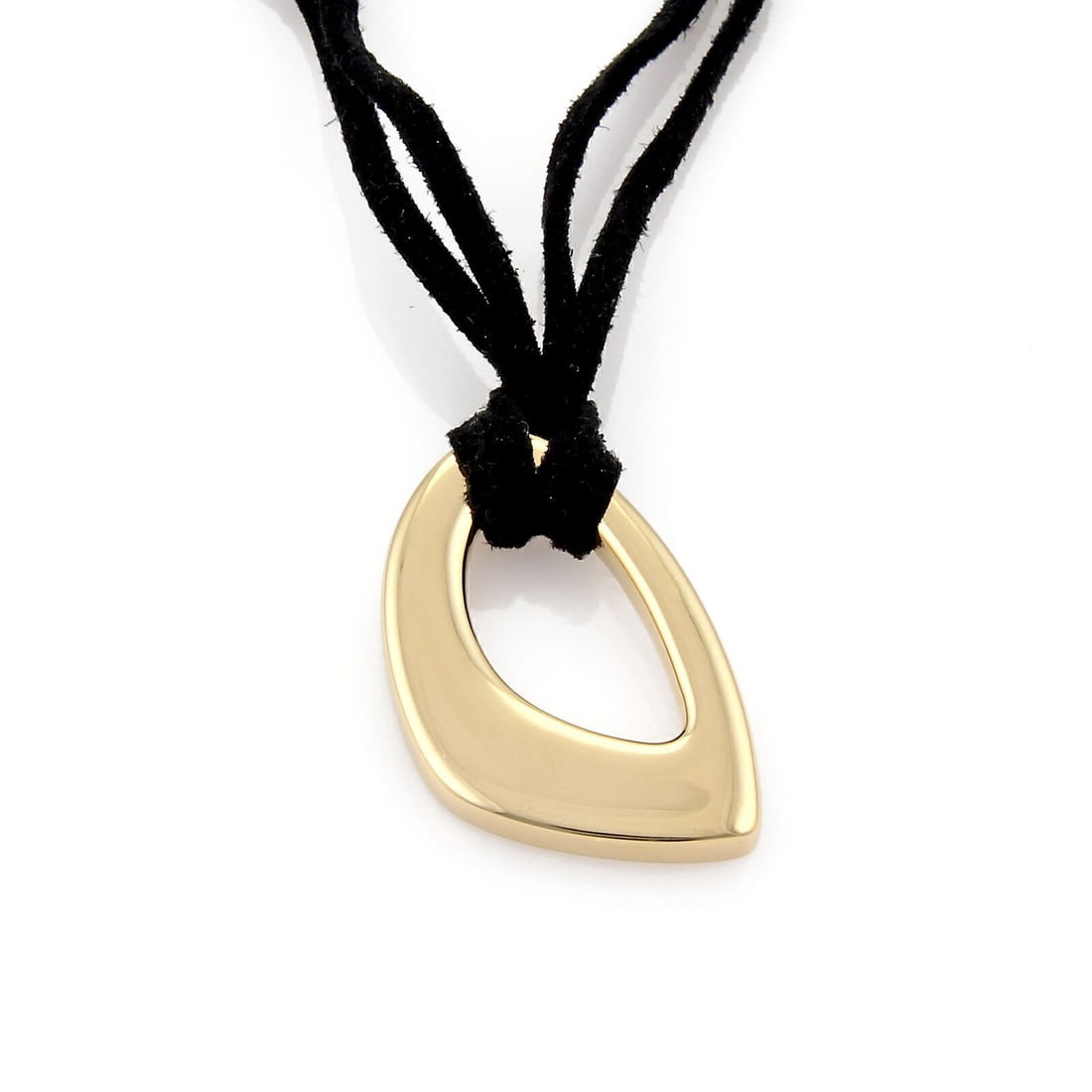 Unbranded 18k Yellow Gold Pendant Necklace with Suede Cord: Unbranded 18k Yellow Gold Pendant Necklace with Suede Cord Vintage estate pendant necklace crafted in 18k yellow gold and paired with a suede cord. The necklace has an approximate 28 inch cord length 