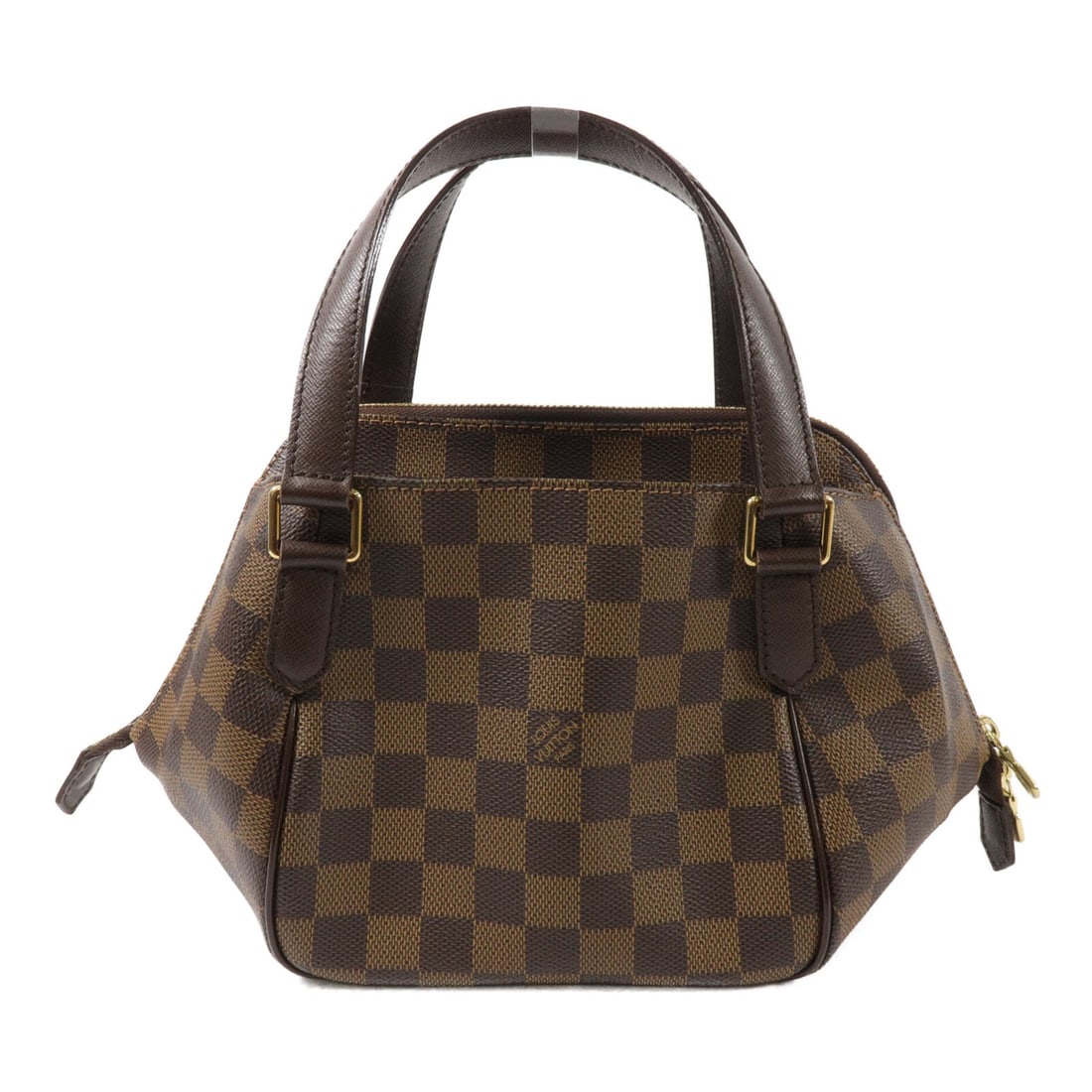 Louis Vuitton Belem PM N51173 Damier Ebene Handbag: Louis Vuitton Belem PM N51173 Damier Ebene Handbag Louis Vuitton Belem PM handbag in Damier Ebene and brown PVC coated canvas. The bag is identified by model number N51173 and features a handle drop o