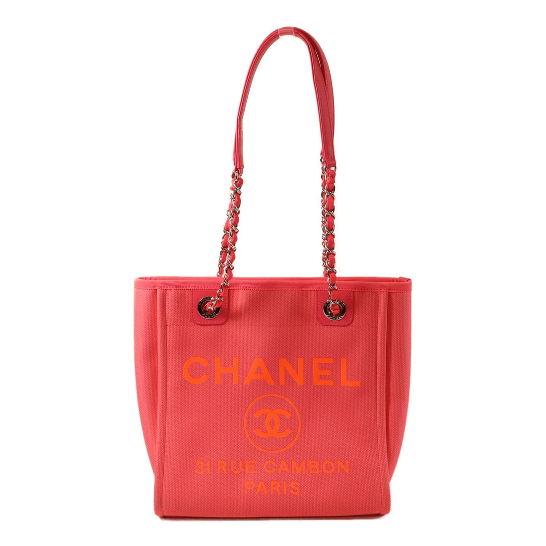 CHANEL Deauville PM Canvas Tote A66939 Pink with CC SHW (1 of 16)