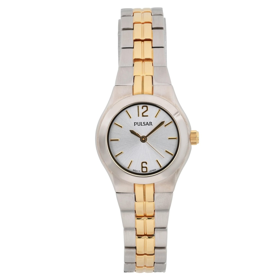 Pulsar VX51-X449 Ladies Quartz Wristwatch Silver Dial Two Tone Steel Bracelet: Pulsar VX51-X449 Ladies Quartz Wristwatch Silver Dial Two Tone Steel Bracelet This Pulsar ladies wristwatch features a classic design with a two-tone stainless steel bracelet and a silver dial. It is
