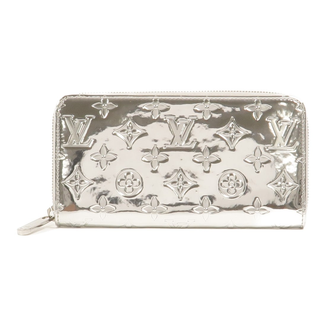 Louis Vuitton M83543 Zippy Wallet Monogram Miroir Silver: Louis Vuitton M83543 Zippy Wallet Monogram Miroir Silver A Louis Vuitton Ski Zippy Wallet in silver Monogram Miroir with PVC coated canvas construction. The wallet features a zipper closure, three ope