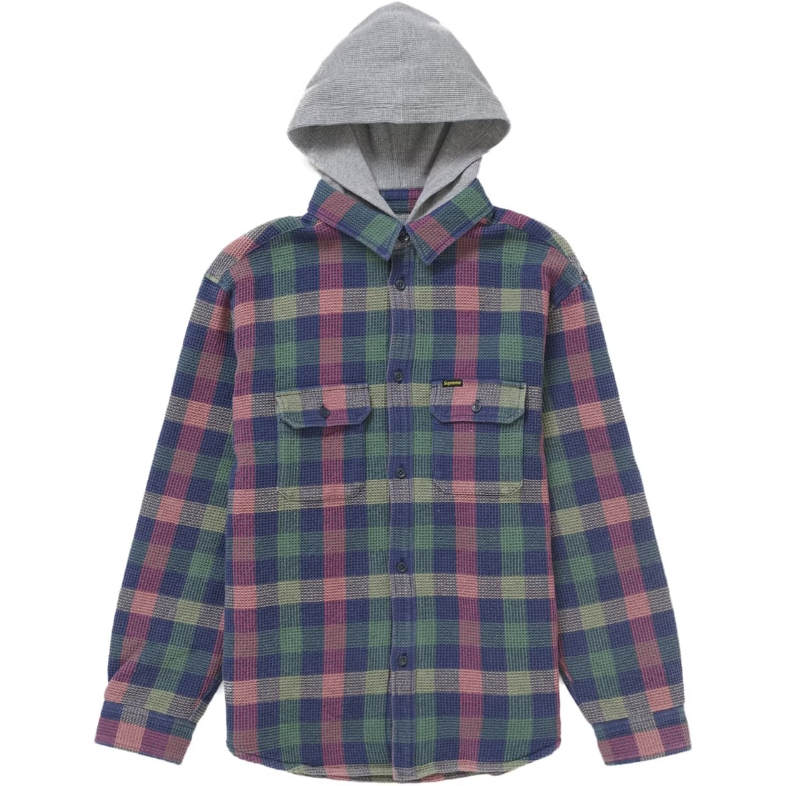 Supreme multicolor plaid waffle hooded shirt Small (1 of 3)