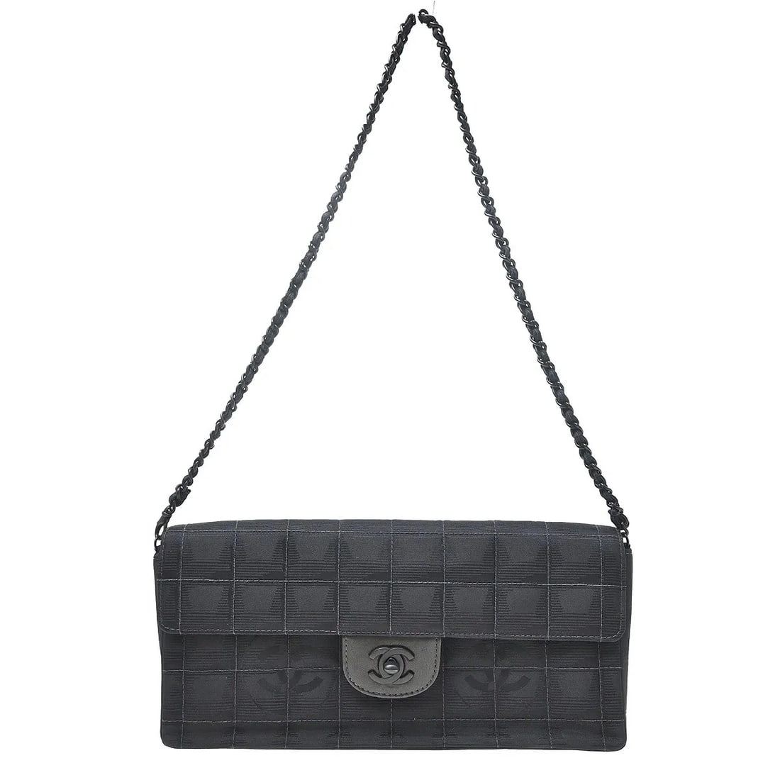 Chanel Travel Line Flap Black Nylon Shoulder Bag: Chanel Travel Line Flap Black Nylon Shoulder Bag Chanel Travel Line Flap bag in black quilted nylon, made in France. The bag is described as very good condition with light scratching on the exterior. 