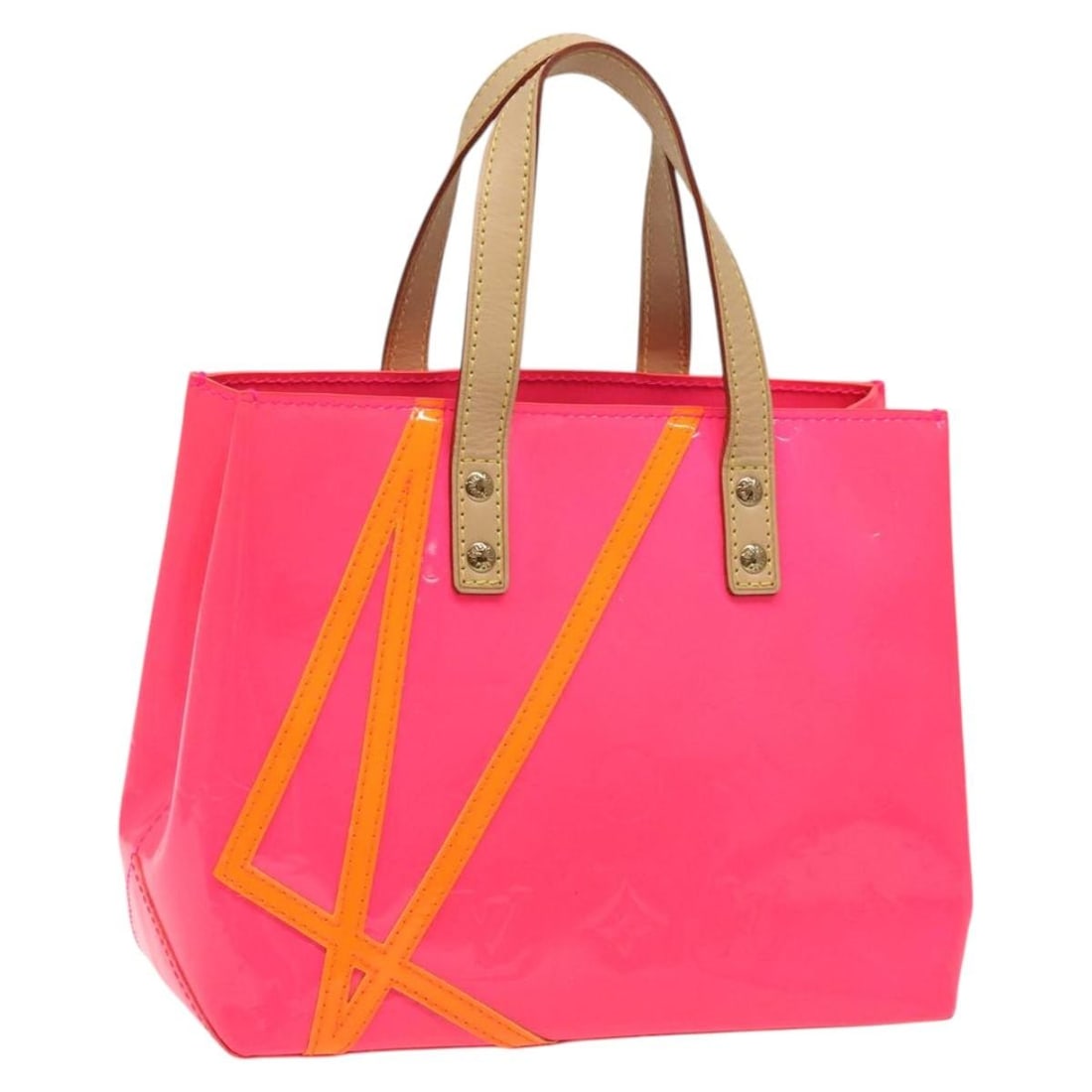 Louis Vuitton Reade PM Vernis Fluo Red Patent Leather Handbag M91903: Louis Vuitton Reade PM Vernis Fluo Red Patent Leather Handbag M91903 Louis Vuitton Monogram Vernis Fluo Reade PM hand bag in red/orange patent leather, made in France. It comes with a dust bag and is 