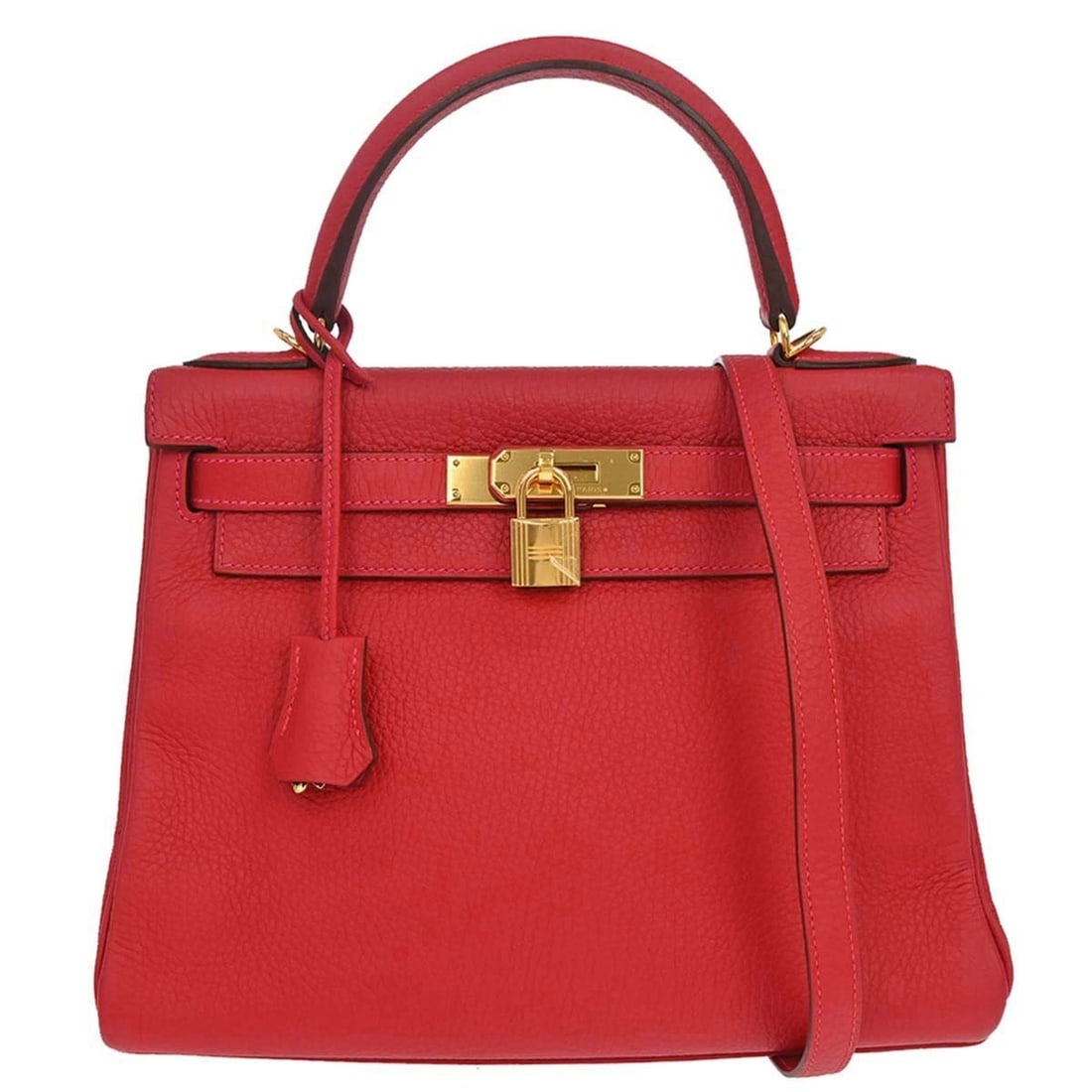 Hermes Kelly 28 Retourne Rouge Casaque Taurillon 2way Satchel: Hermes Kelly 28 Retourne Rouge Casaque Taurillon 2way Satchel Hermes Kelly 28 Retourne 2way handbag in Rouge Casaque Taurillon Clemence leather, made in France. This medium satchel/top handle bag feat